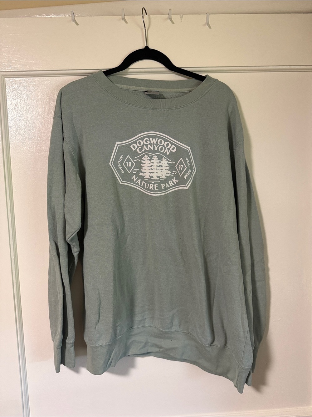 MV Sport Sage Green Crewneck Sweatshirt with White Park Graphic